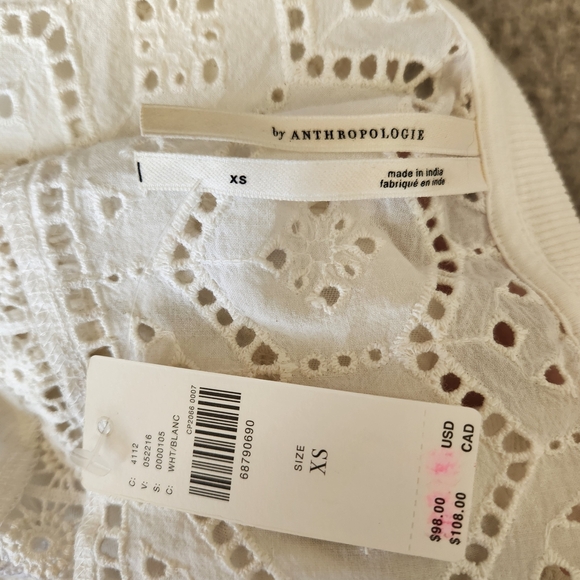 Anthropologie NWT Sustainable Ivory White Lace Sleeveless Top - XS - Picture 4 of 7